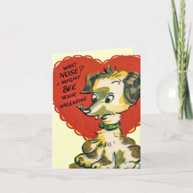Vintage Valentine Puppy Card for Kids (Front)