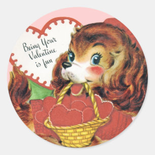 Vintage Valentine Puppy Stickers