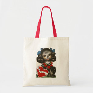 Vintage Valentine Puppy Tote Bag
