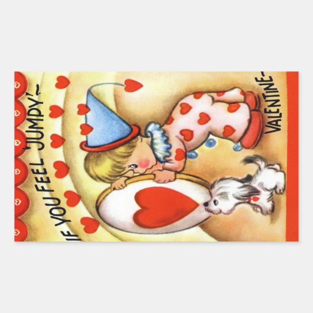 Vintage Valentine Rectangular Sticker (Front)