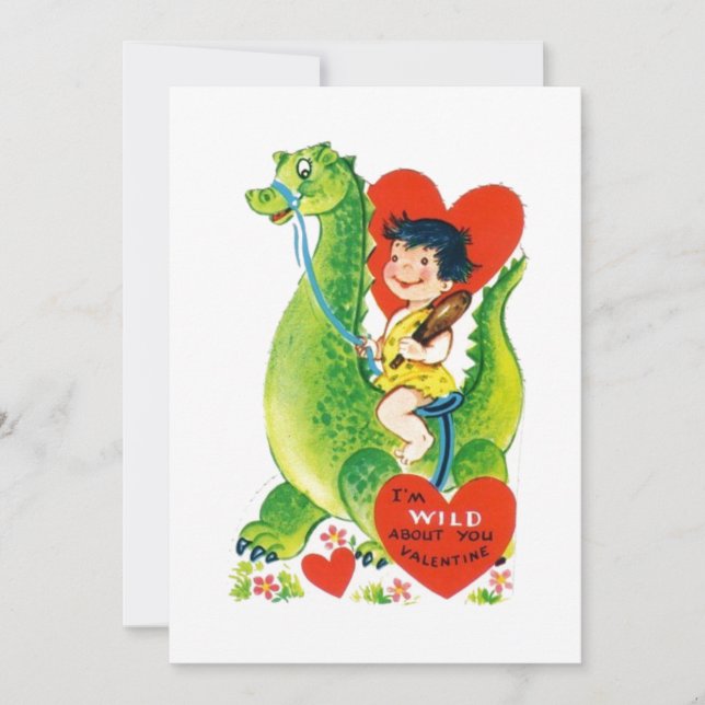 Vintage Valentine’s Day Dragon Holiday Card (Front)