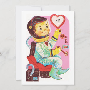 Vintage Valentine’s Day Space Boy Holiday Card