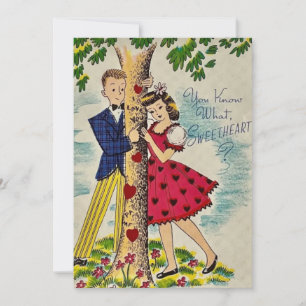 Vintage Valentine’s Day Sweetheart Couple Holiday Card