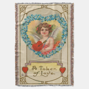 Vintage Valentine, Stecher Litho Company, ca. 1910 Throw Blanket