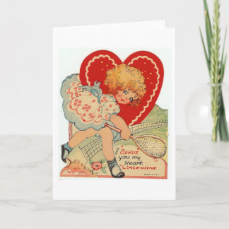 Vintage Valentine Tennis Holiday Card
