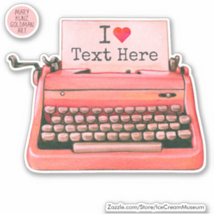 Vintage Valentine Typewriter Heart Retro Red 