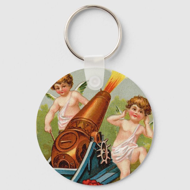 Vintage Valentine with Heart Cannon Key Ring (Front)
