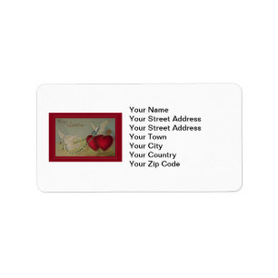 Vintage Valentine with Hearts and Doves Label