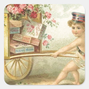 Vintage Valentines Angel Square Sticker