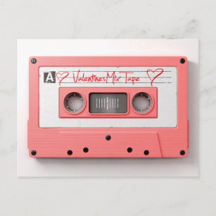 Vintage Valentines Audio Cassette Mix Tape Holiday Postcard