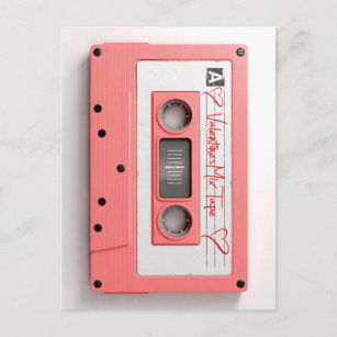 Vintage Valentines Audio Cassette Mix Tape Holiday Postcard