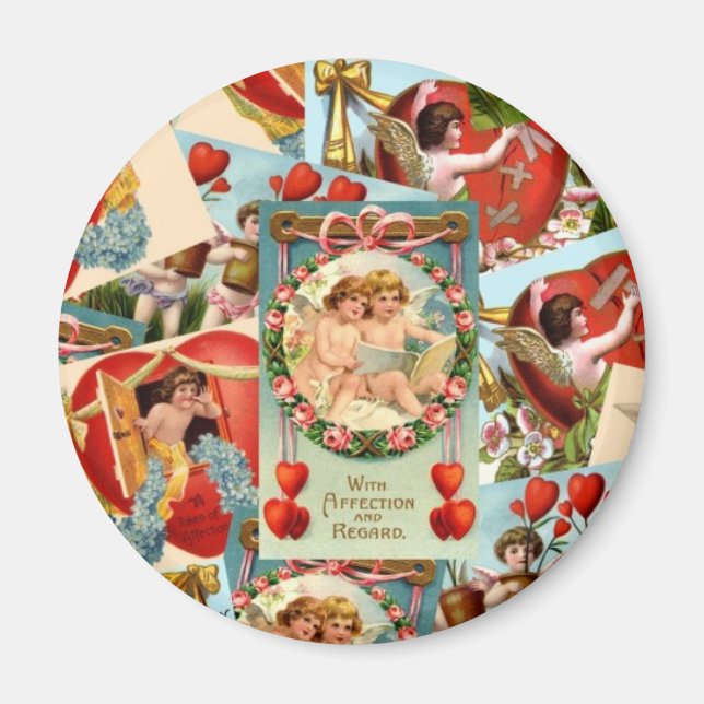 Vintage Valentines collage Magnet (Front)