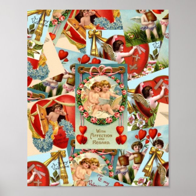 Vintage Valentines collage Poster (Front)