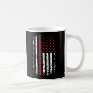 Vintage Valentines Day American Flag Hearts Coffee Mug