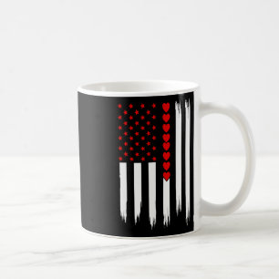 Vintage Valentines Day American Flag Hearts Mens B Coffee Mug