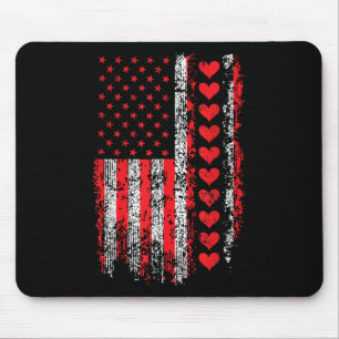 Vintage Valentines Day American Flag Hearts Mens B Mouse Pad