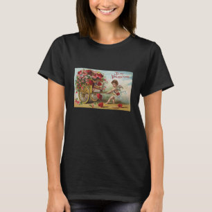 Vintage Valentines Day Angel, Cart of Love Hearts T-Shirt