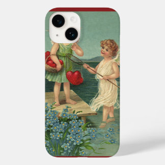 Vintage Valentine's Day, Angels Fishing for Hearts Case-Mate iPhone 14 Case