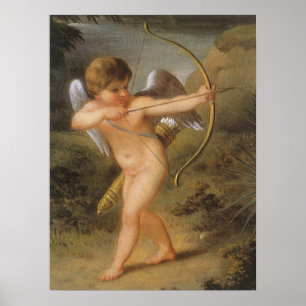 Vintage Valentines Day, Bow and Arrow Cupid Forest Poster