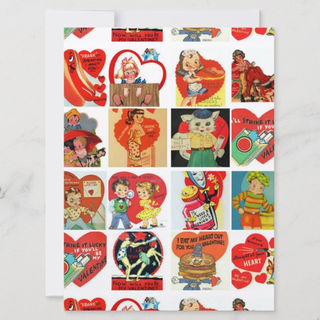 vintage valentines day cards retro invitations (Front)