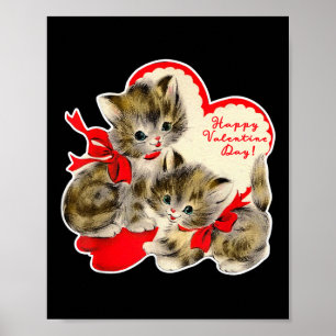 Vintage Valentine's Day Cat Kitty Kitten Retro Val Poster
