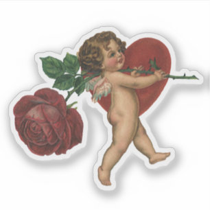 Vintage Valentine's Day Cherub and Victorian Rose