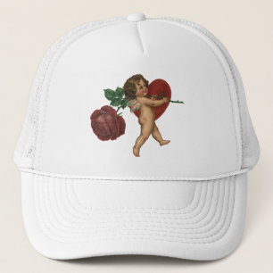 Vintage Valentine's Day Cherub and Victorian Rose Trucker Hat