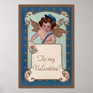 Vintage Valentine's Day, Cherub with Love Letters Poster