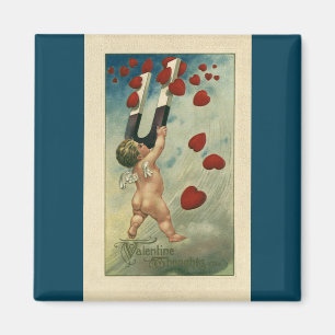 Vintage Valentine's Day, Cherub with Magnet Hearts