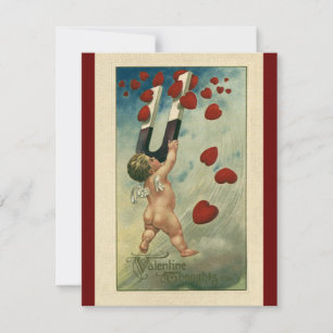 Vintage Valentine's Day, Cherub with Magnet Hearts Holiday Card