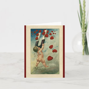 Vintage Valentine's Day, Cherub with Magnet Hearts Holiday Card