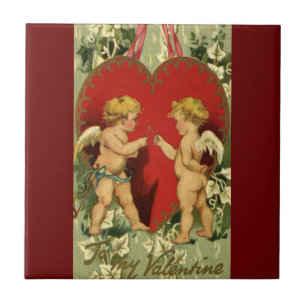Vintage Valentine's Day, Cherubs Make a Wish Tile