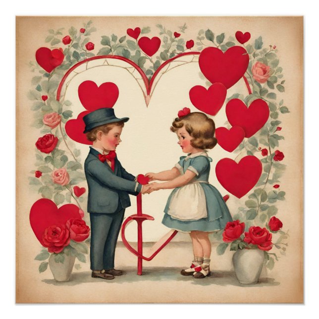 Vintage Valentine's Day Children  Poster (Front)