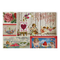 Vintage Valentine's Day Collage - Angels, Hearts 