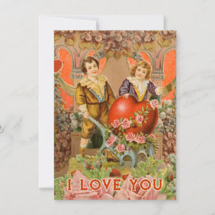 vintage valentines day couple I love you Holiday Card