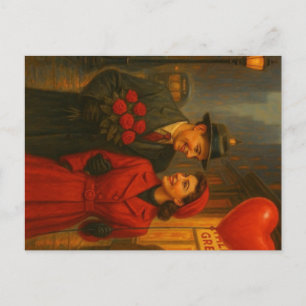 Vintage Valentine's Day couple Postcard