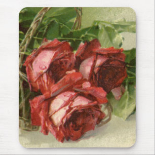 Vintage Valentine's Day, Crimson Red Roses Mouse Pad