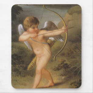 Vintage Valentines Day, Cupid with Bow and Arrow Mouse Pad