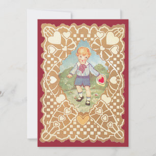 Vintage Valentine's Day, Cute Boy in the Meadow Holiday Card