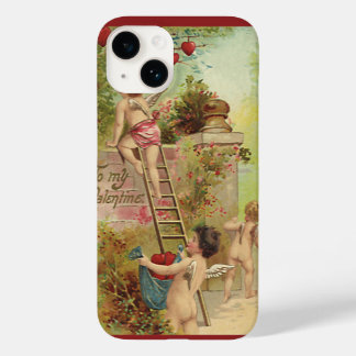 Vintage Valentine's Day, Cute Cherubs Climb Ladder Case-Mate iPhone 14 Case