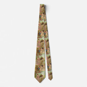Vintage Valentine's Day, Cute Cherubs Climb Ladder Tie