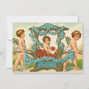 vintage valentines day cute cupid cherub heart holiday card