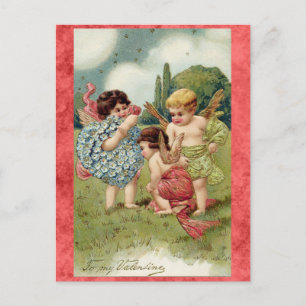 Vintage Valentines Day Cute Victorian Cherub Postcard