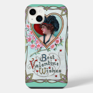 Vintage Valentine's Day, Elegant Woman in a Heart iPhone Case