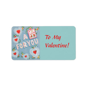 Vintage Valentine's Day Hearts Label