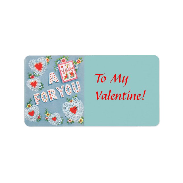 Vintage Valentine's Day Hearts Label (Front)