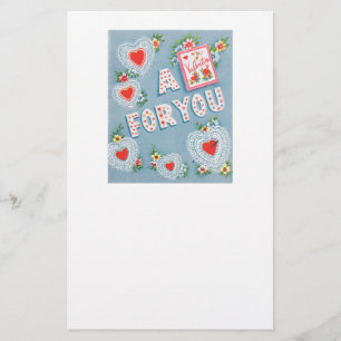 Vintage Valentine's Day Hearts Stationery