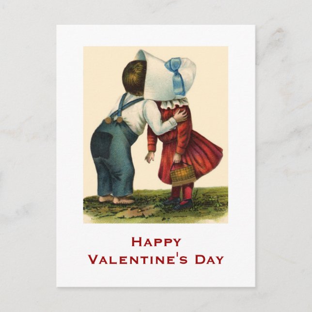 Vintage Valentine's Day Kissing Post Card (Front)