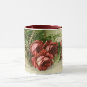 Vintage Valentine's Day Love, Crimson Red Roses Mug