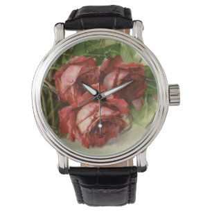Vintage Valentine's Day Love, Crimson Red Roses Watch
